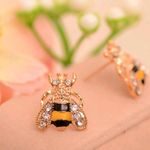 Bumblebee Stud Earrings Bee Bug Rhinestone New Yellow Photo 2
