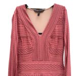 BCBGMAXAZRIA BCBG Kinley Long Sleeve V Neck A-Line Dress Pink Dark Blush Lined Size XS Photo 4
