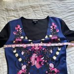 Roberto Cavalli Just Cavalli Orchid Floral 3/4 Sleeves Black Dress 44/8 Photo 2