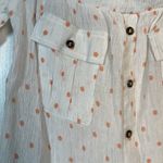 Sweet Wanderer  White Orange Polka Dot Off the Shoulders Blouse Medium #1328-AZ Photo 3