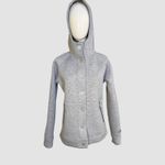 The North Face Women’s Gray Hooded Full Snap Jacket M Stretch Fleece Blend Photo 3