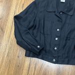 Talbots Jacket 2 Petite Irish Linen Black Button Up Blazer Career Shoulder Pads Photo 5