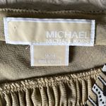 Michael Kors Womens V Neck Blouse Sleeveless Geometric Pleated Tan Size Medium Photo 4