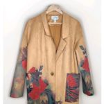 Joseph Ribkoff  Tan Multi Floral Art Print Faux Suede Straight Jacket 10 Photo 1