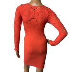 Coral Eyelet Fitted Bodycon Mini Dress Size S Club Wear Photo 1