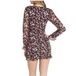 VICI  X Fate Black Pink Floral Long Sleeve Ruched Mini Dress, Sz M Photo 1