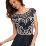 Jovani NWT  A-Line Princess Scoop Beaded Long Dress Formal Navy 21030 Size 4 Photo 5