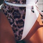 Leopard Swimsuit Deep Vee High Cut Open Back Two Tone NWT​ White Size M Photo 1