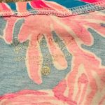 Lilly Pulitzer MICHELLE CAP SLEEVE VNECK TSHIRT COTTON STRETCHY OINK BLUE TOP S Photo 4