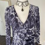 Early 2000's Soft Grunge Gray White Graphic Wrap Long Sleeve V Photo 4