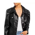 AQUA NWOT FAUX LEATHER PUFF SLEEVE JACKET BLOOMINGDALE EXCLUSIVE SZ LARGE Photo 2