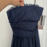 Monique Lhuillier NWT  Bridesmaid Navy Strapless Chiffon Gown Dress Sz 4 Photo 3