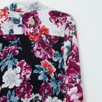 Chico's  Womens‎ Floral Button Down Blouse Size S Shark Bite 3/4 Sleeve Whimsigoth Photo 7