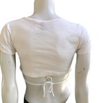 H & M Divided White Short Sleeve Crop Top with Tie Back Women's Size Small Photo 1