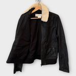 Treasure & Bond Leather Bomber Jacket with Removable Faux Shearling Trim Small Photo 7