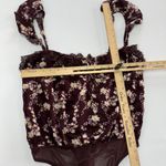 Free People ‎ Bodysuit Women Small Brown Maroon Floral Take It Away Ruffle Photo 6