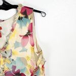 Sundance 100% Silk Floral Ruffle Trim Detail V-Neck Lined Dress Size 6 Photo 4