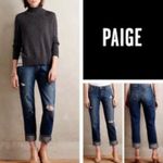 Paige Porter Mid Rise Boyfriend Straight Jeans, Med Wash Distressed NEW, size 28 Photo 1