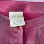 Avon L Blouse Pink Two Tone Dhoop Chao Shimmer Long Sleeve Button Collarless Size L Photo 6