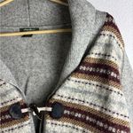 Eddie Bauer  Gray Women's XL Toggle Button Sweater Brown Tan Fisherman Wool Blend Photo 5