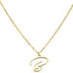Letter B Cursive Initial Necklace Gold Photo 0