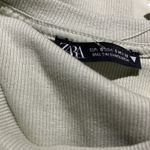 ZARA NWOT  Green Cotton Ribbed Ruffle Bodysuit Small Photo 5