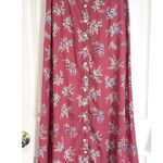 Long Pink Floral Skirt Button Front Full Button Maxi Cottagecore Flowers Small Photo 0