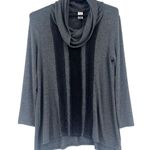 Y2K Casting Cowl Neck Tunic Womenst Top Sz M Boho Crochet Lace Knit US Cozy Fall Gray Size M Photo 0