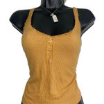 Hippie Rose  Mustard Yellow Lace Top Coquette Cottagecore Henley Size L Photo 0