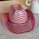 Pink Sequin Women's Cowboy Hat with Brim lined with Blinking lights Photo 0