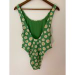 Aerie NWT  Smiley Birthday Scoop Cheekiest One Piece Swimsuit Green Yellow L Swim Photo 8