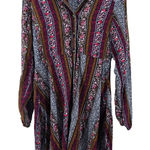 Natural Life  Bohemian Floral Stripe Button Down Tunic Shirt Dress Small Photo 0