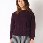 CHRISTINA LEHR Birch Alpaca Sweater Size Large Cable Knit Red Wool Photo 2