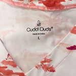 Cuddl Duds White Coral Beach Scape V Neck Sleeveless Midi Dress Large Palm Trees Photo 9