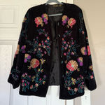 Julia Kim Floral Fully Embroidered Beautiful Blazer Jacket Vintage 90s Black Size L Photo 0