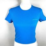 BDG Urban Outfitters Blue Cropped Baby Tee Ribbed Shirt NEW Size S Photo 0