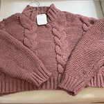 Altar'd State NWT Altar State Nostalgia Rose Pink Cropped Sweater Size S Boxy Fit Photo 1