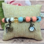 Lot of 2 PLUNDER Beaded Charm Bracelets Bird Heart Antique Gold Tone Boho Hippie Blue Photo 6