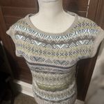 The Limited  Fair Isle Sweater Short Sleeve Y2K Wool Blend Beige Blue Neutral S Photo 2