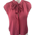 Ann Taylor LOFT Women's Pink Short Cap Sleeve Tie Bow Knot Blouse Top Size XS Photo 0