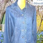 New Direction denim jacket with ruffled trim design! Blue Photo 0