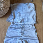 Victoria's Secret  Sky Blue Satin Pajama Set Photo 0