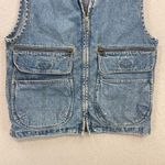 Liz Wear Vintage  Vest Womens Small Blue Jean Denim Zip Up Cargo Pockets Fishing Photo 4
