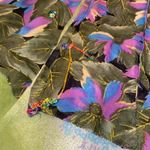 Kariza Purple & Green Floral Design Silk Wrap Skirt Women One Size Ruffle Detail Photo 4