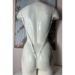White Ivory Floral Lace Sheer Teddy Bodysuit Open Back L Size L Photo 4