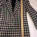 Carroll Reed Size 6 Blazer Black Jacket White Check Suede Collar Wool USA FLAWED Photo 6