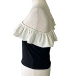H&M  Black White Flounced One Shoulder Sleeveless Ruffle Blouse Crop Tank Top Photo 5