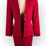 Vintage Red Suit Jacket and Skirt Set Small Size 4 Photo 0