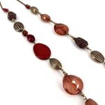 Chico's Chico’s faux stone acrylic long beaded dark reds browns necklace gold tone Photo 3