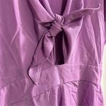 AGQT Women's Medium Purple Tie Front Romper Short Sleeve Casual Photo 4
